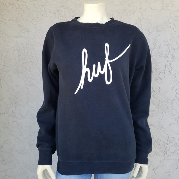 HUF Tops - Huf Black Spellout Graphic Sweatshirt